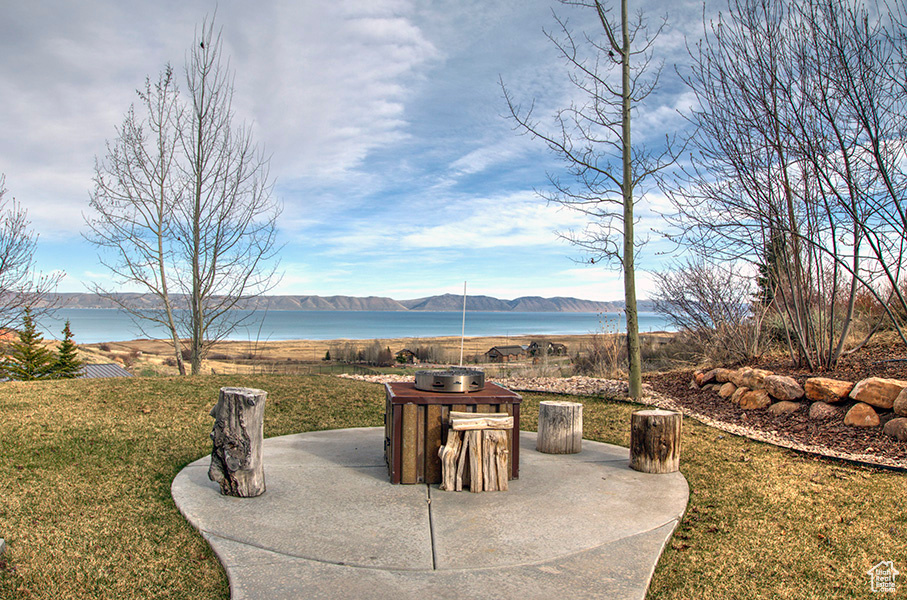 Patio with fire pit.