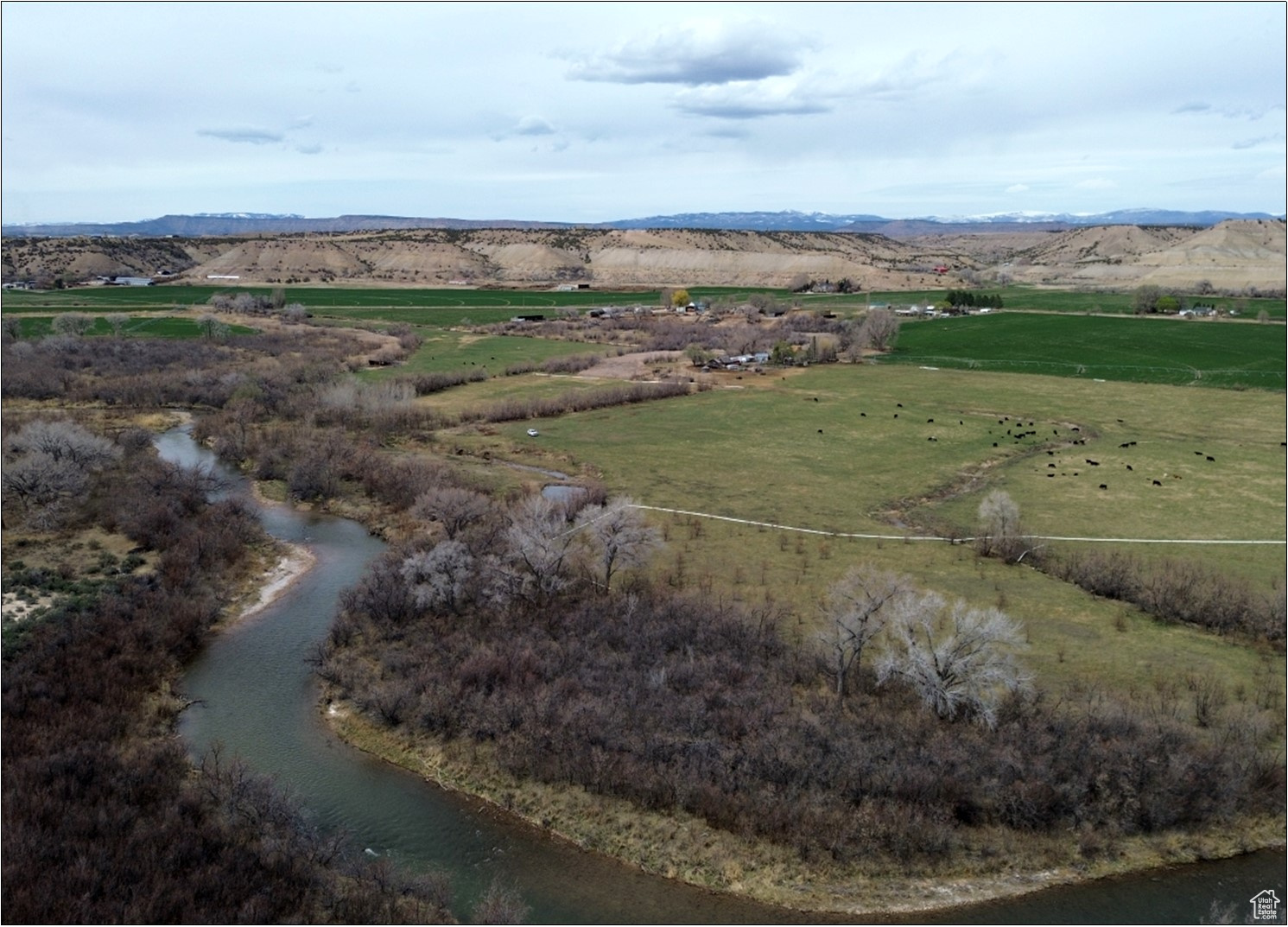 Drone / aerial view featuring a water and mountain view and a rural view