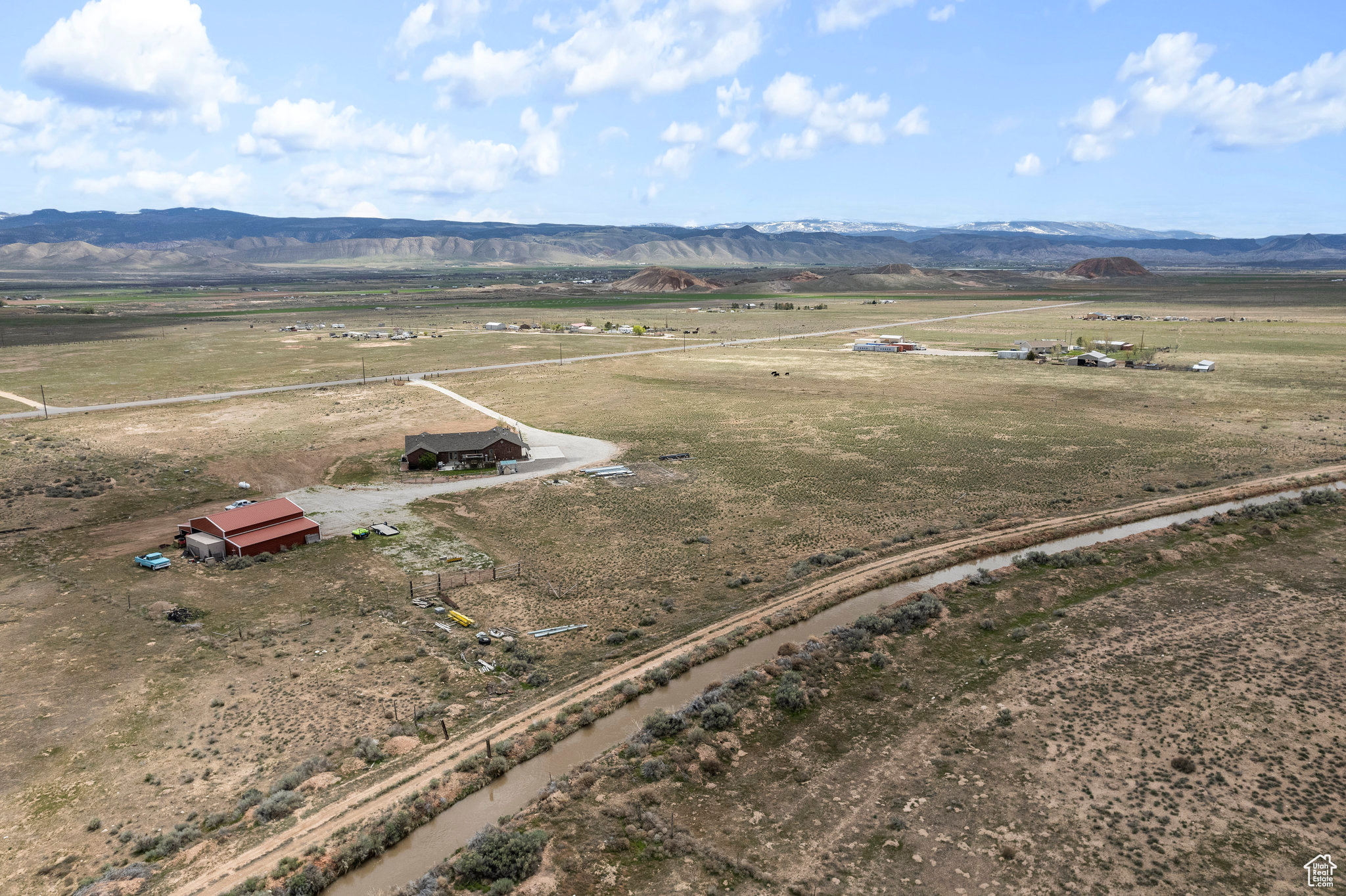 Birds eye view of property featuring a rural view and a mountain view