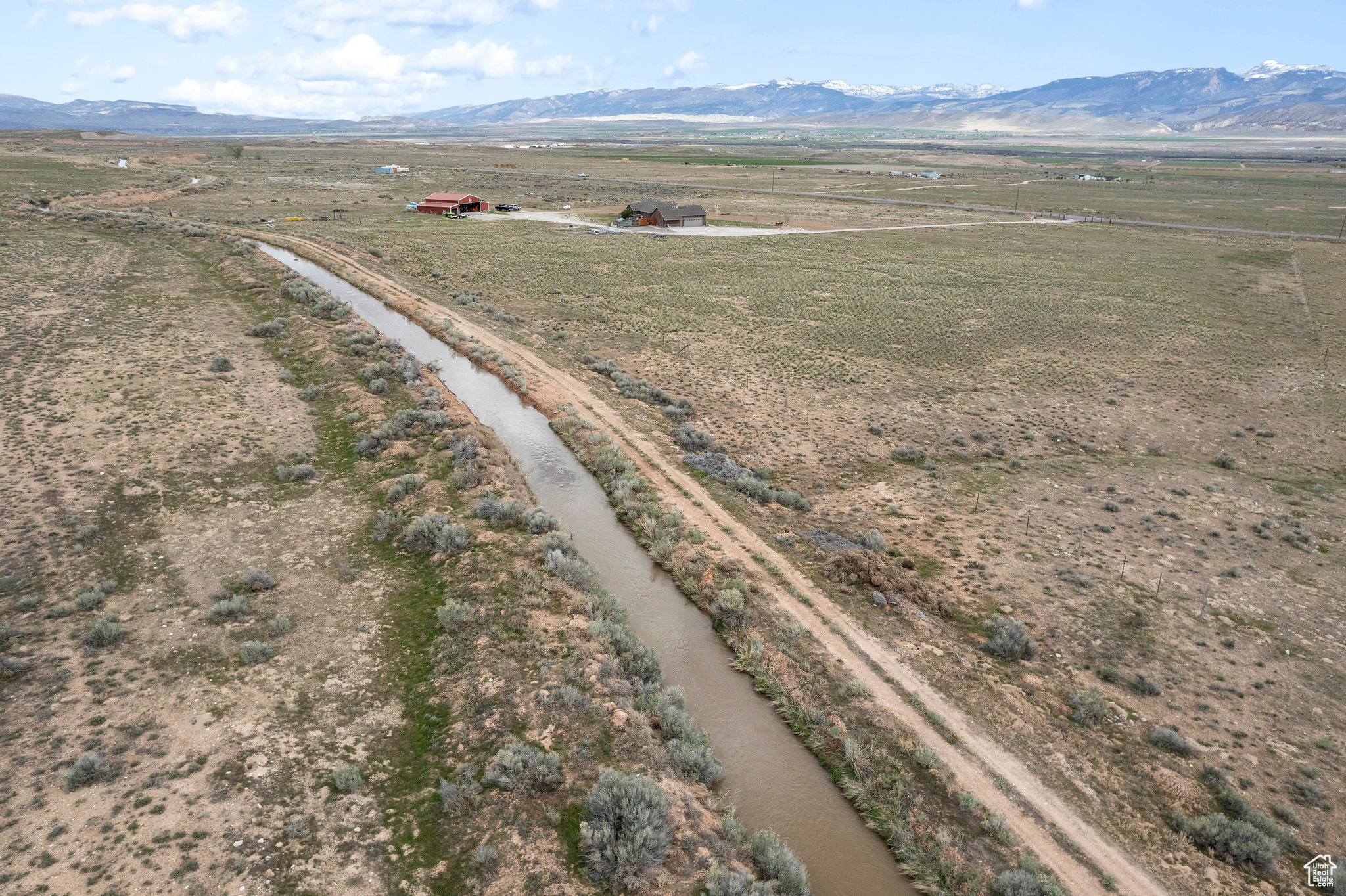 Aerial view with a mountain view and a rural view