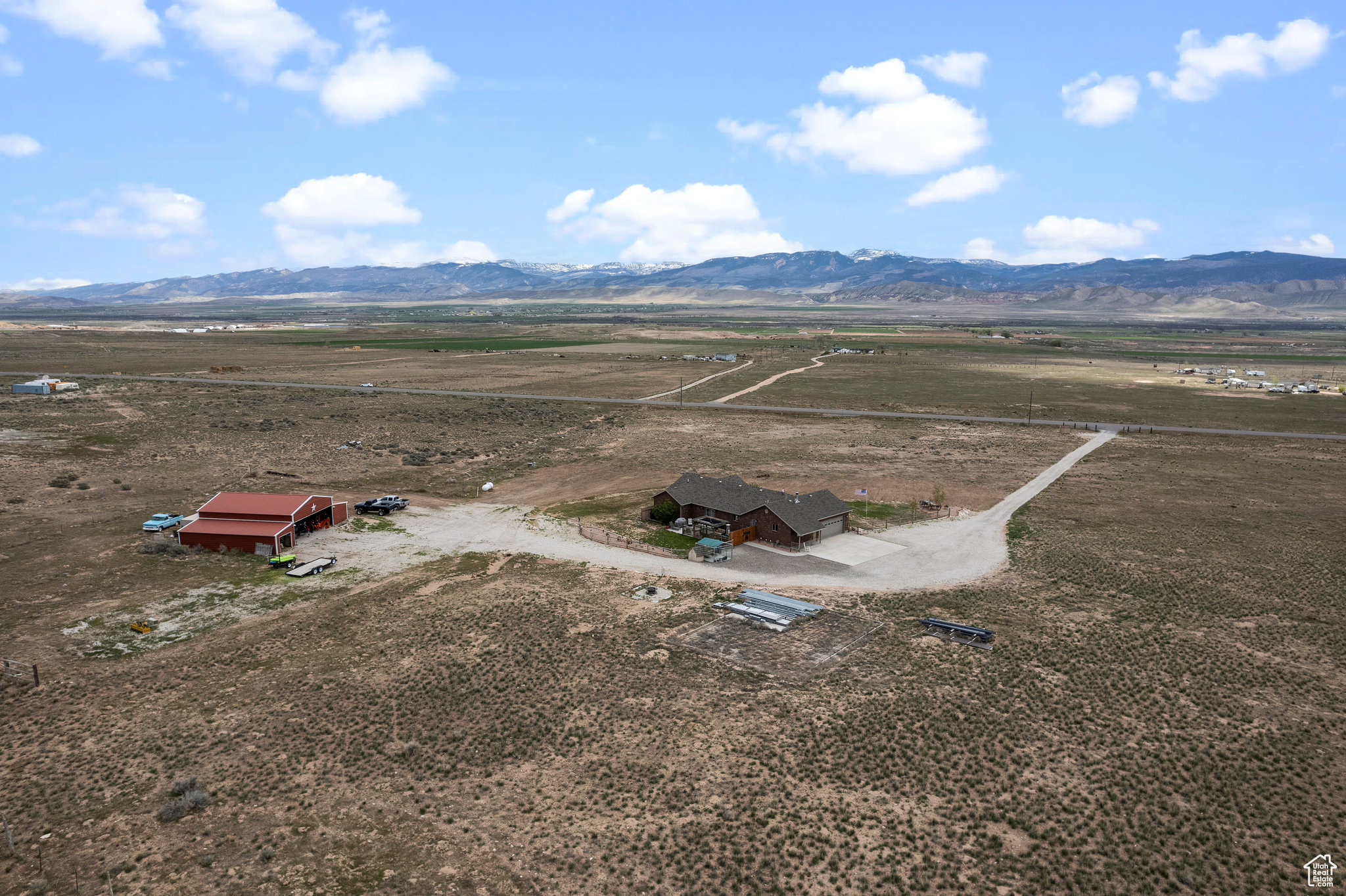 Bird's eye view with a mountain view and a rural view