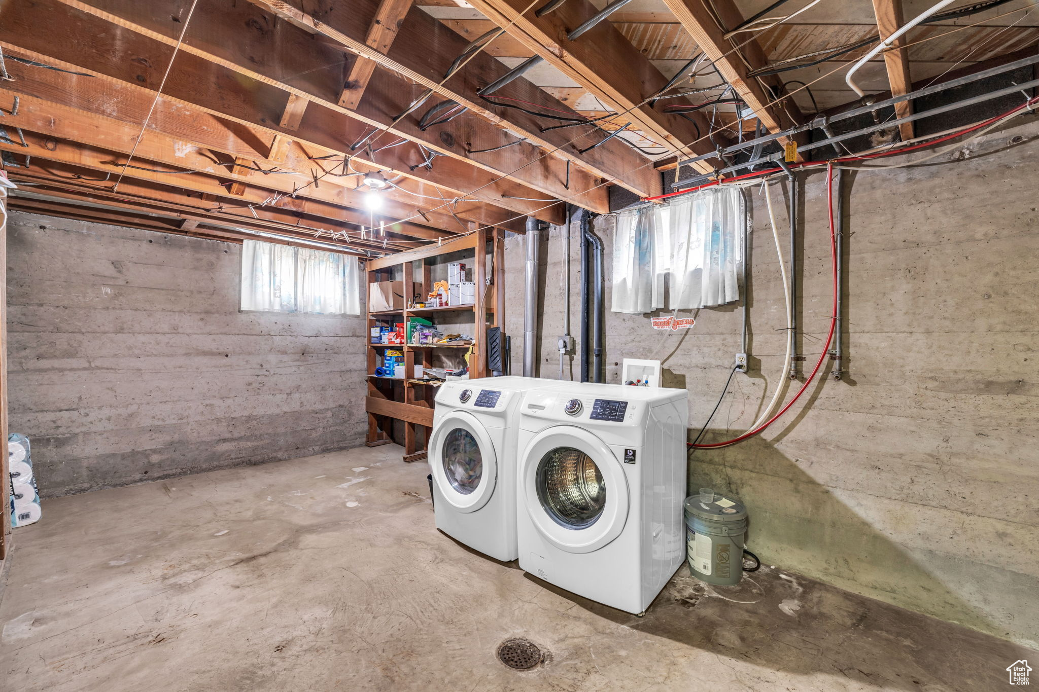 Basement featuring washer and dryer