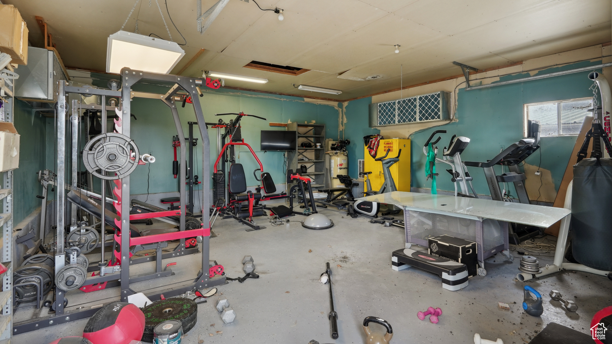 Garage featuring a gym