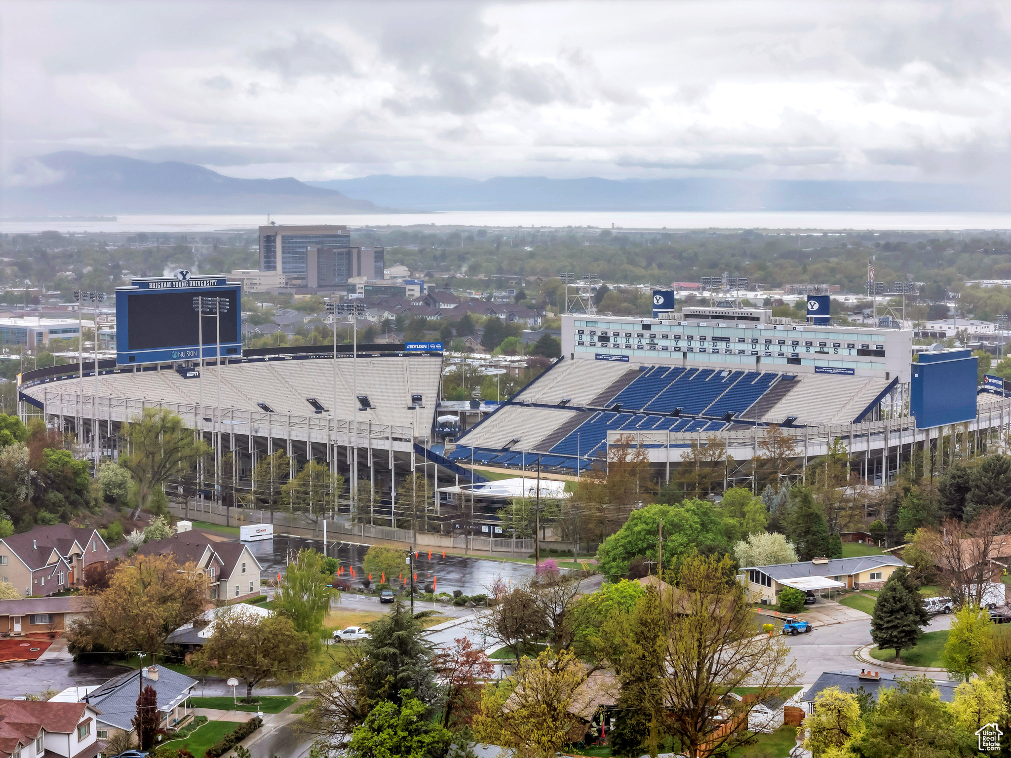 View of bird's eye view of LaVell Edwards Stadium