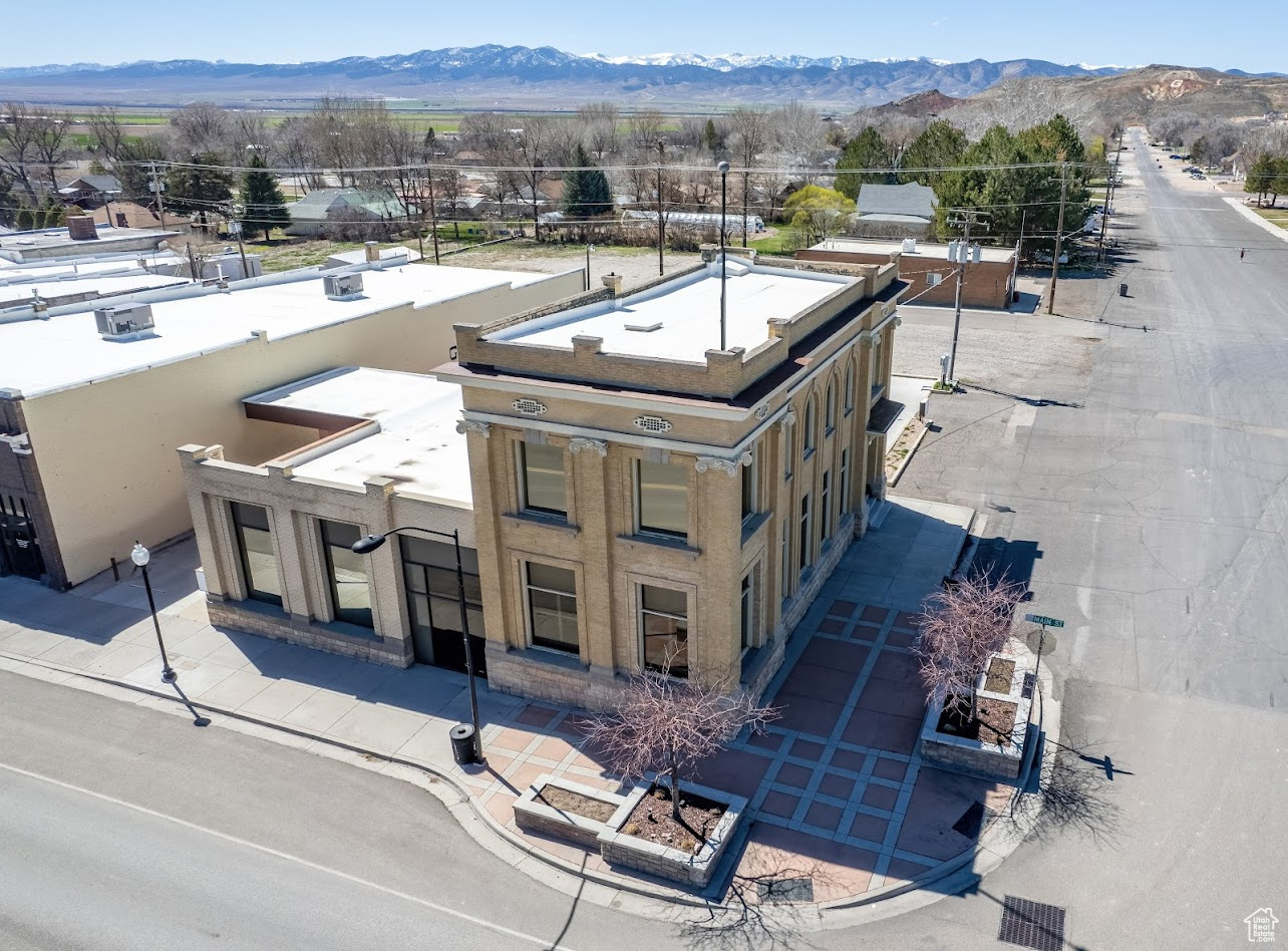 Birds eye view of Historic Bank featuring a mountain view..