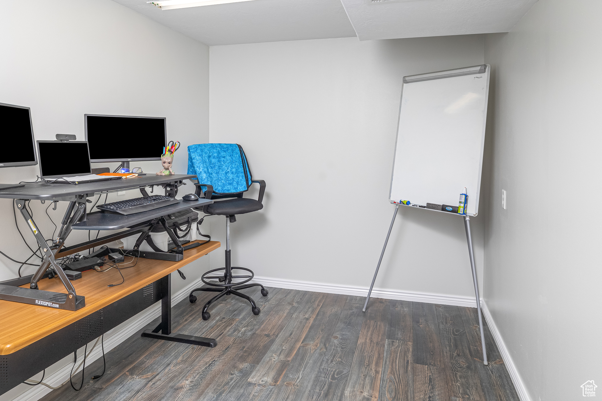 Home office featuring wood-type flooring