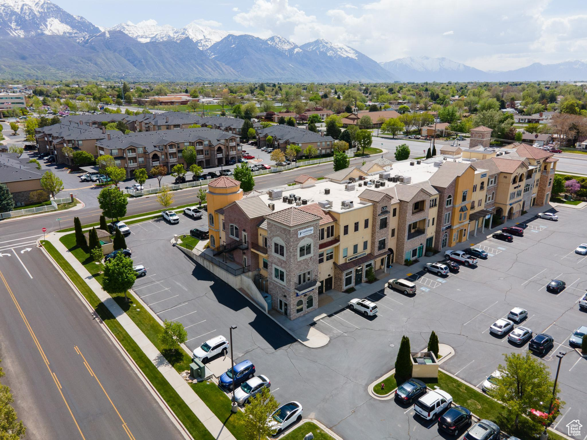 Aerial view with a mountain view