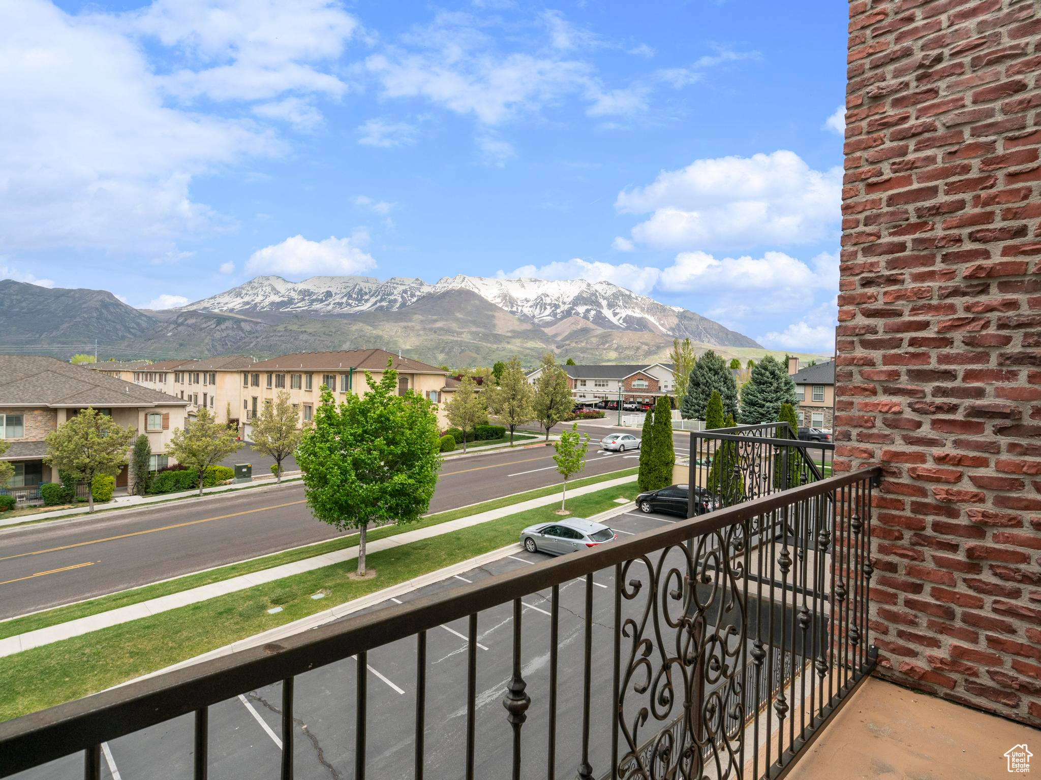 Balcony with a mountain view