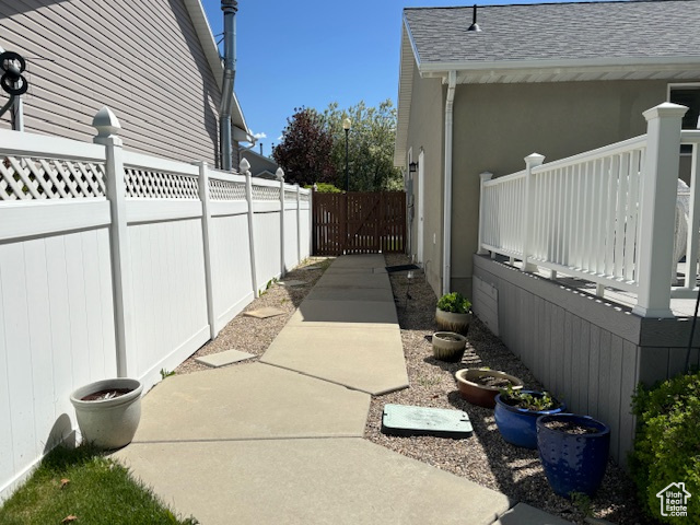 View of side yard landscaping