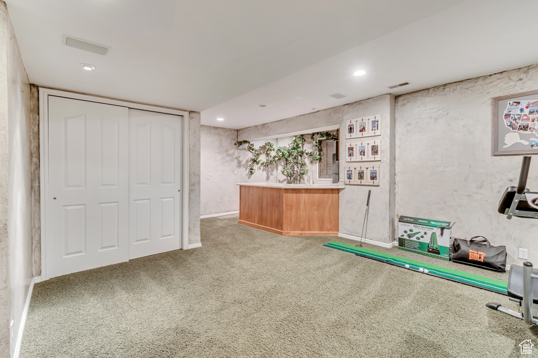 Interior space with carpet flooring