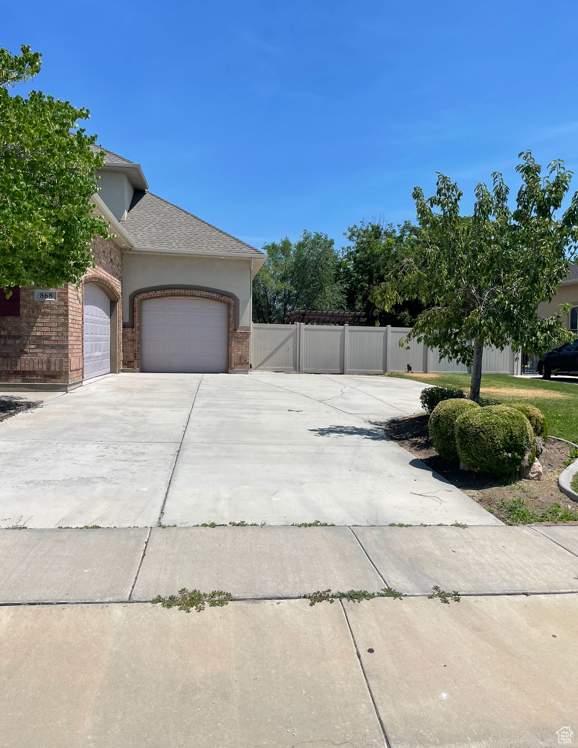 Exterior space featuring a garage