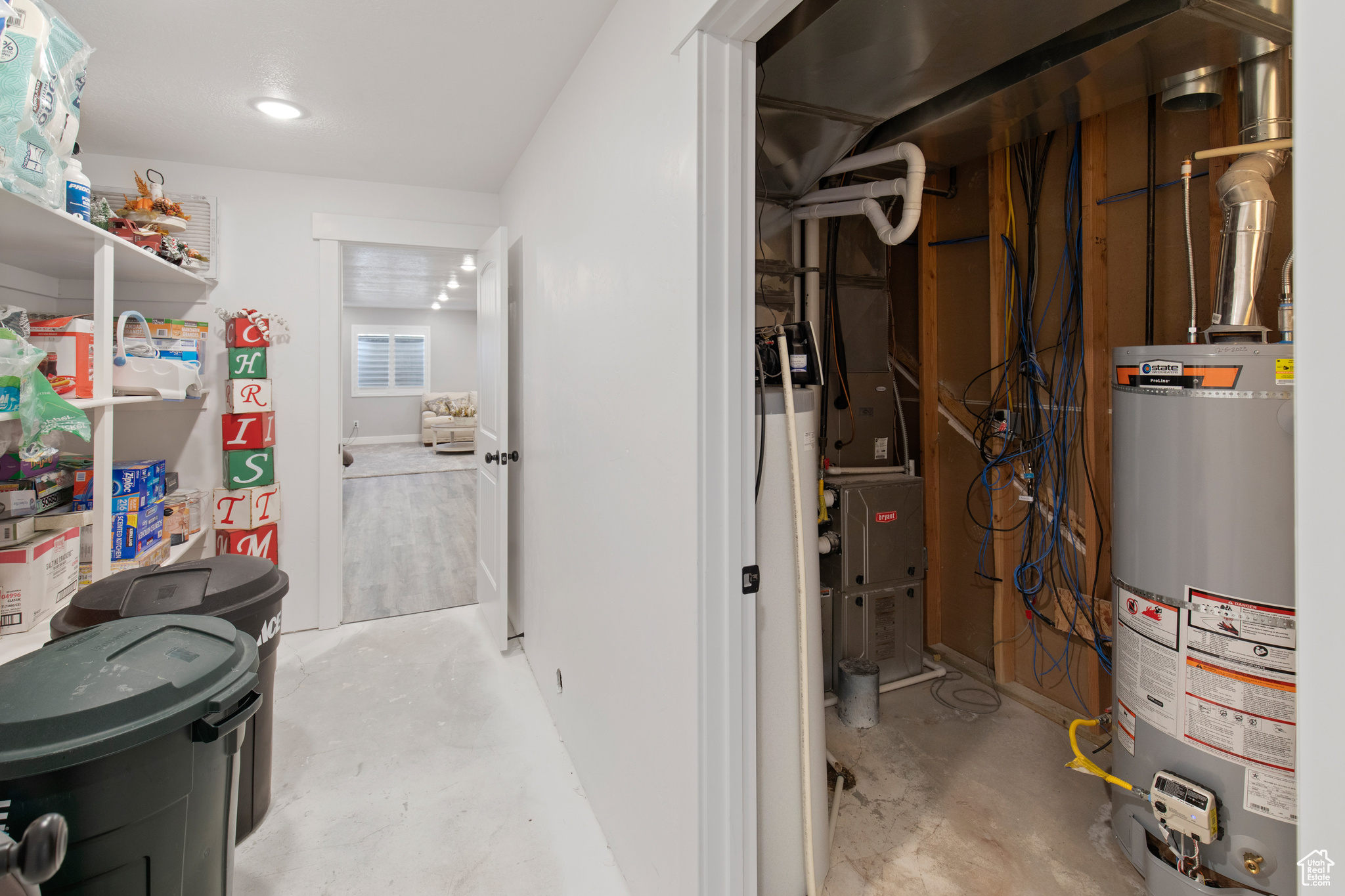 Interior space with water heater