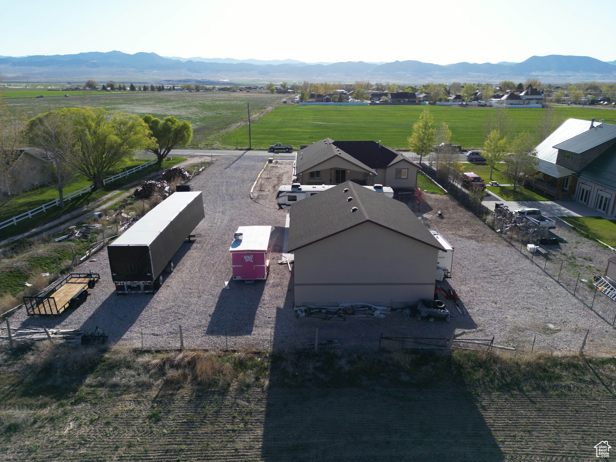 Aerial view featuring a mountain view