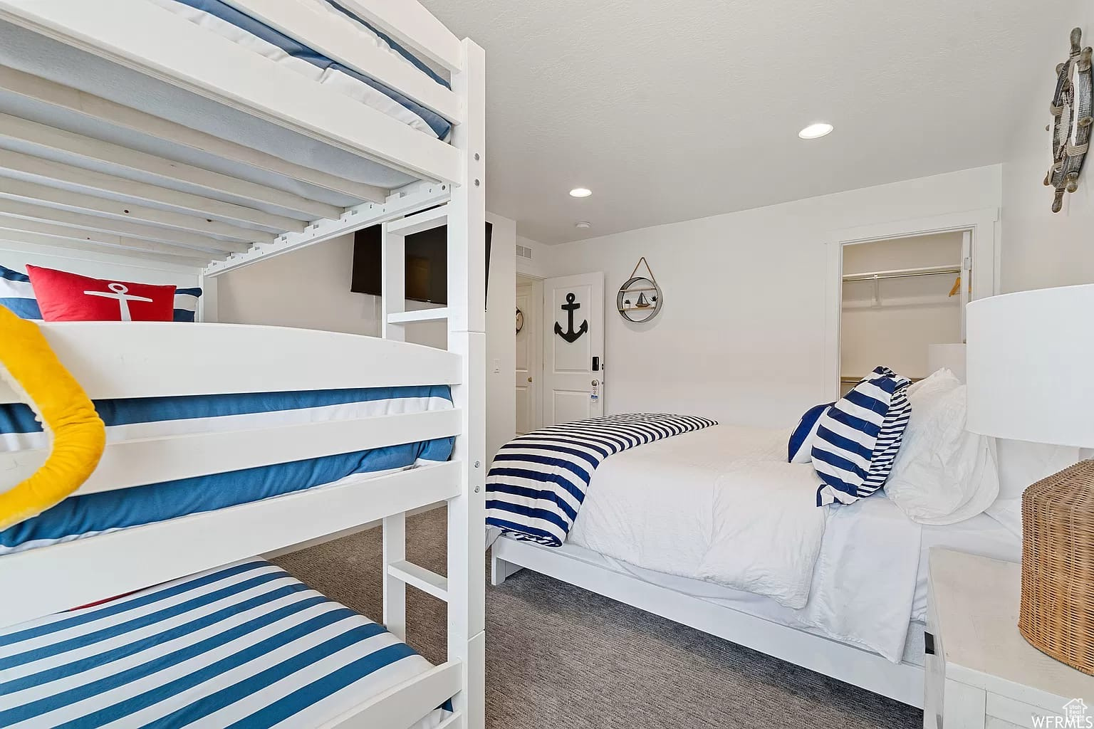 Bedroom with bunkbeds and a walk in closet