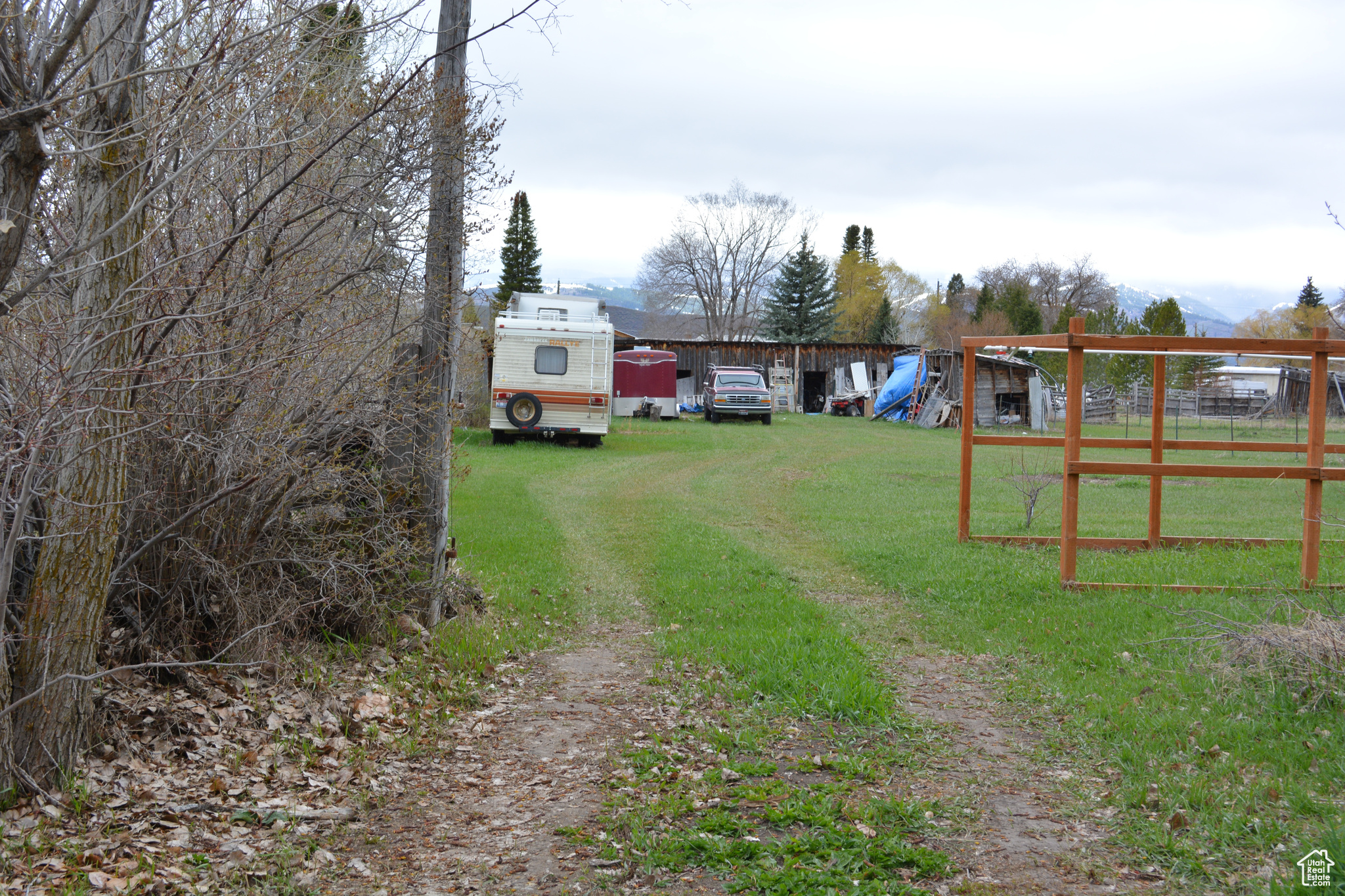 pasture, outbuildings