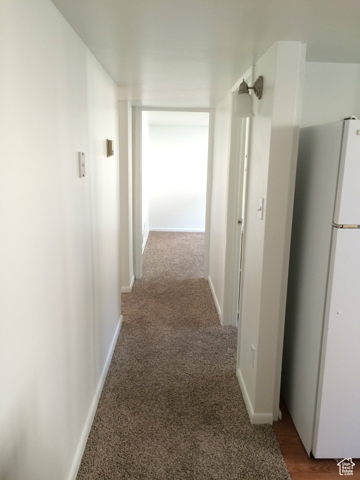 Hall featuring carpet floors