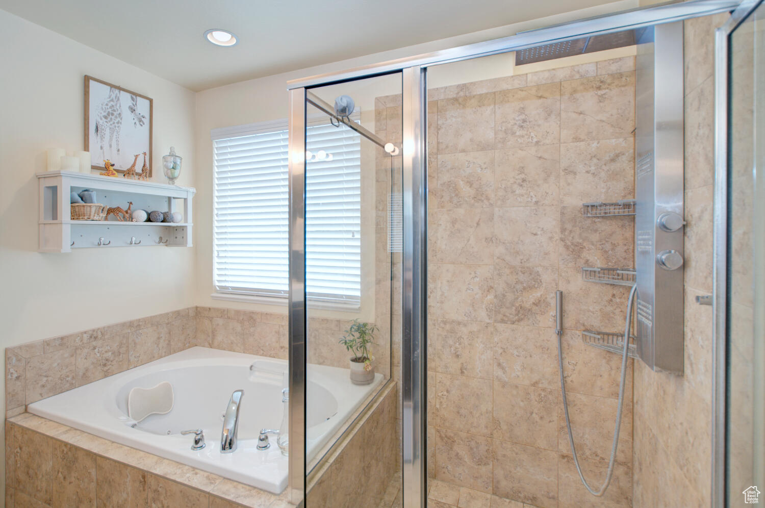 MASTER BATHROOM WITH SEPARATE LARGE SHOWER AND JETTED TUB