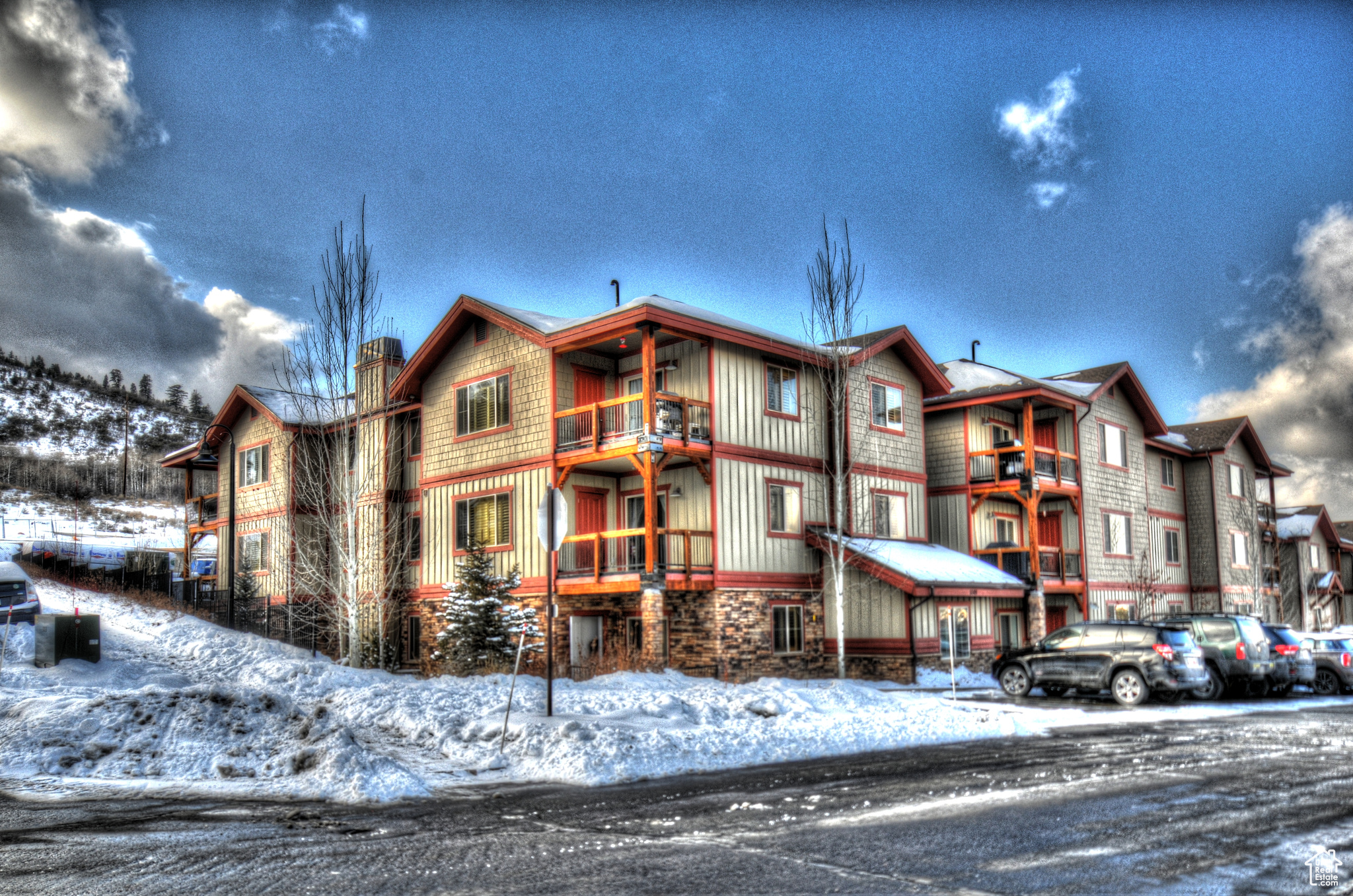 View of snow covered building