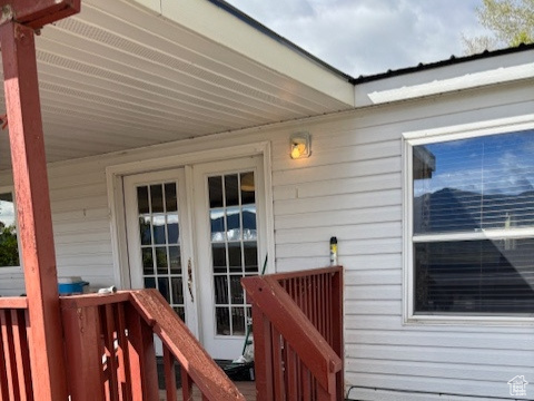 Wooden deck with french doors