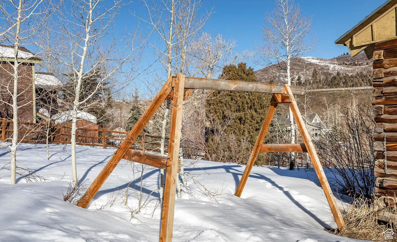 View of snow covered playground