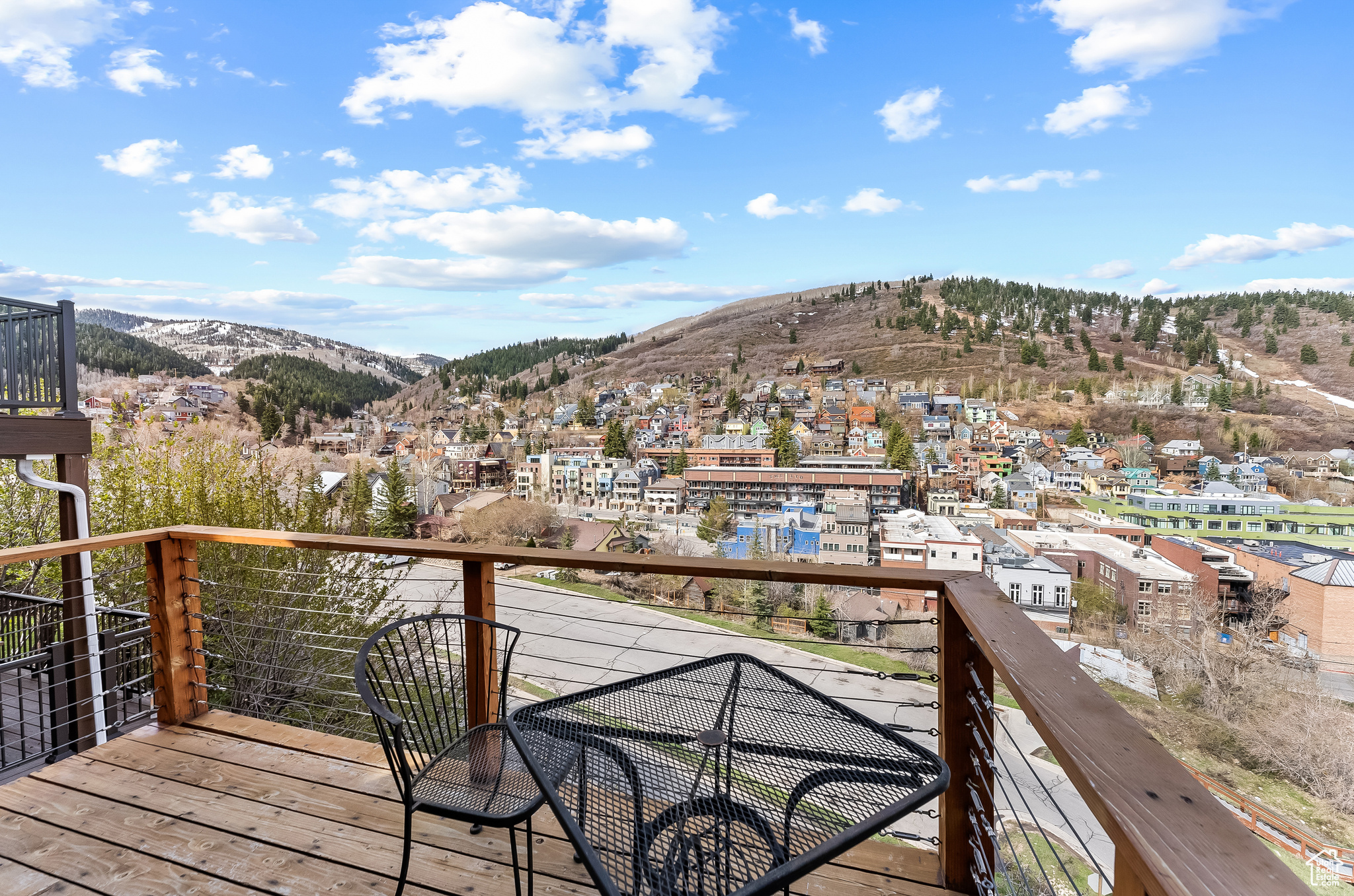 Wooden terrace with a mountain view