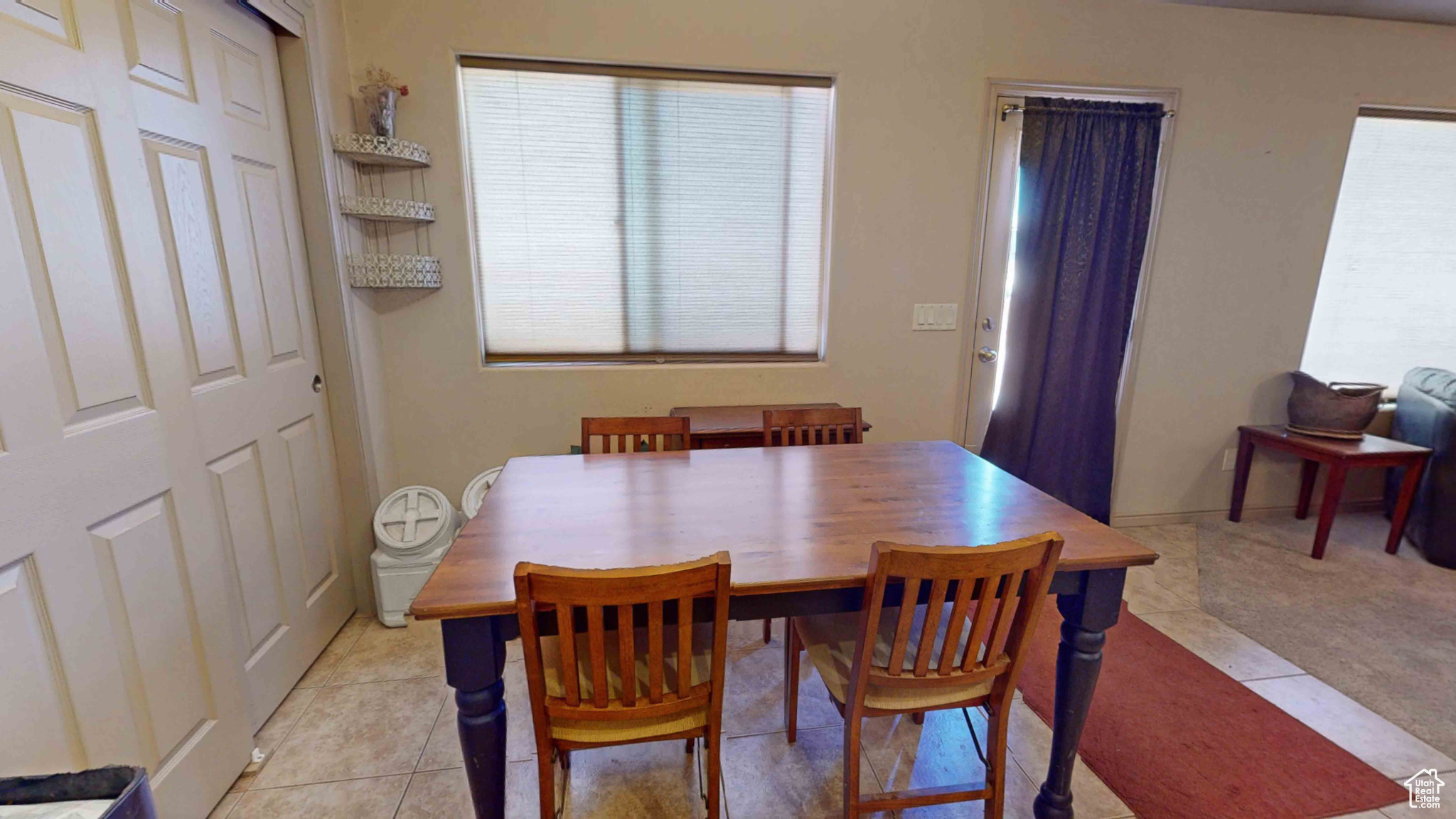 View of tiled dining room