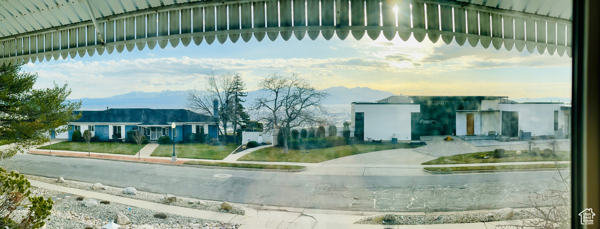 Bedroom window with a mountain view