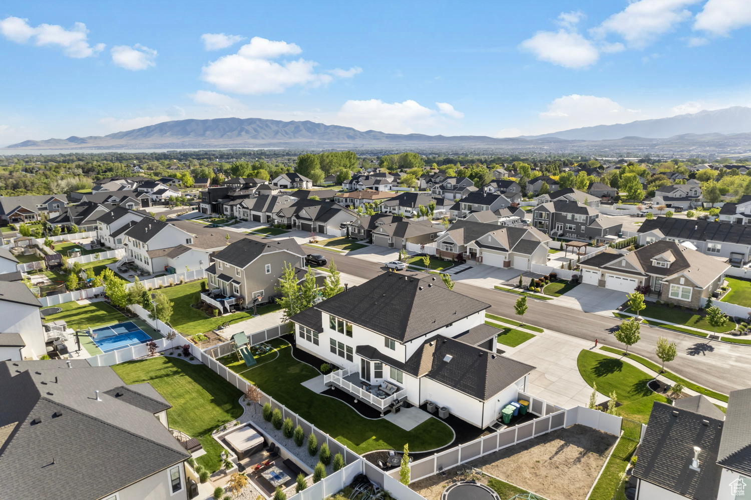 Bird's eye view looking southwest to mountains and Utah Lake