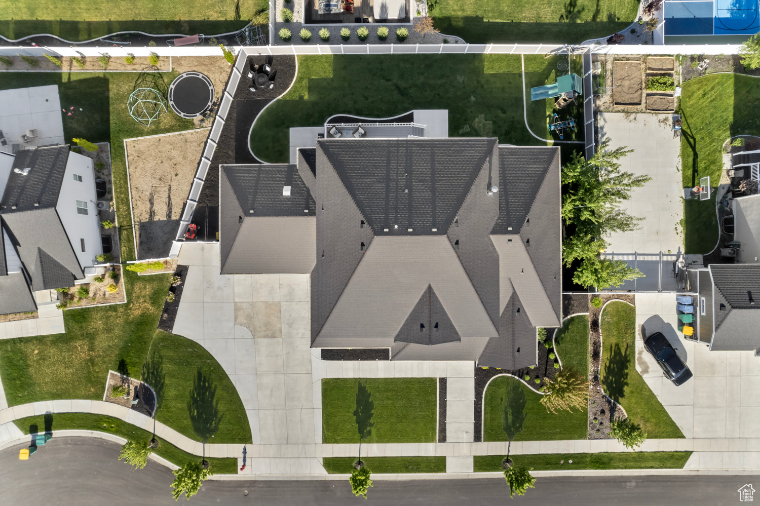 Overhead birds eye view of property