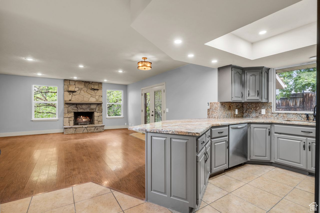 Kitchen and main floor family room