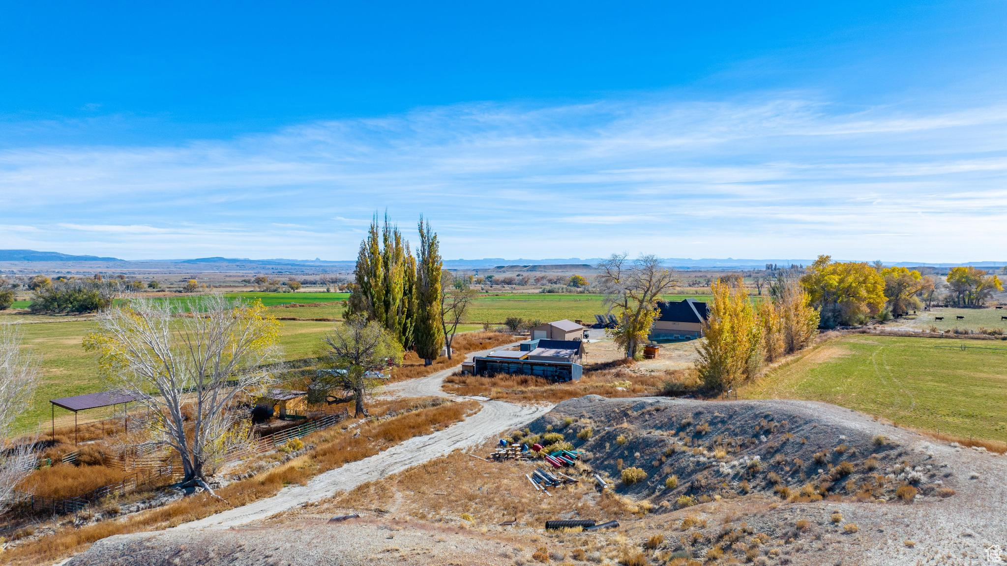 Aerial view with a rural view.