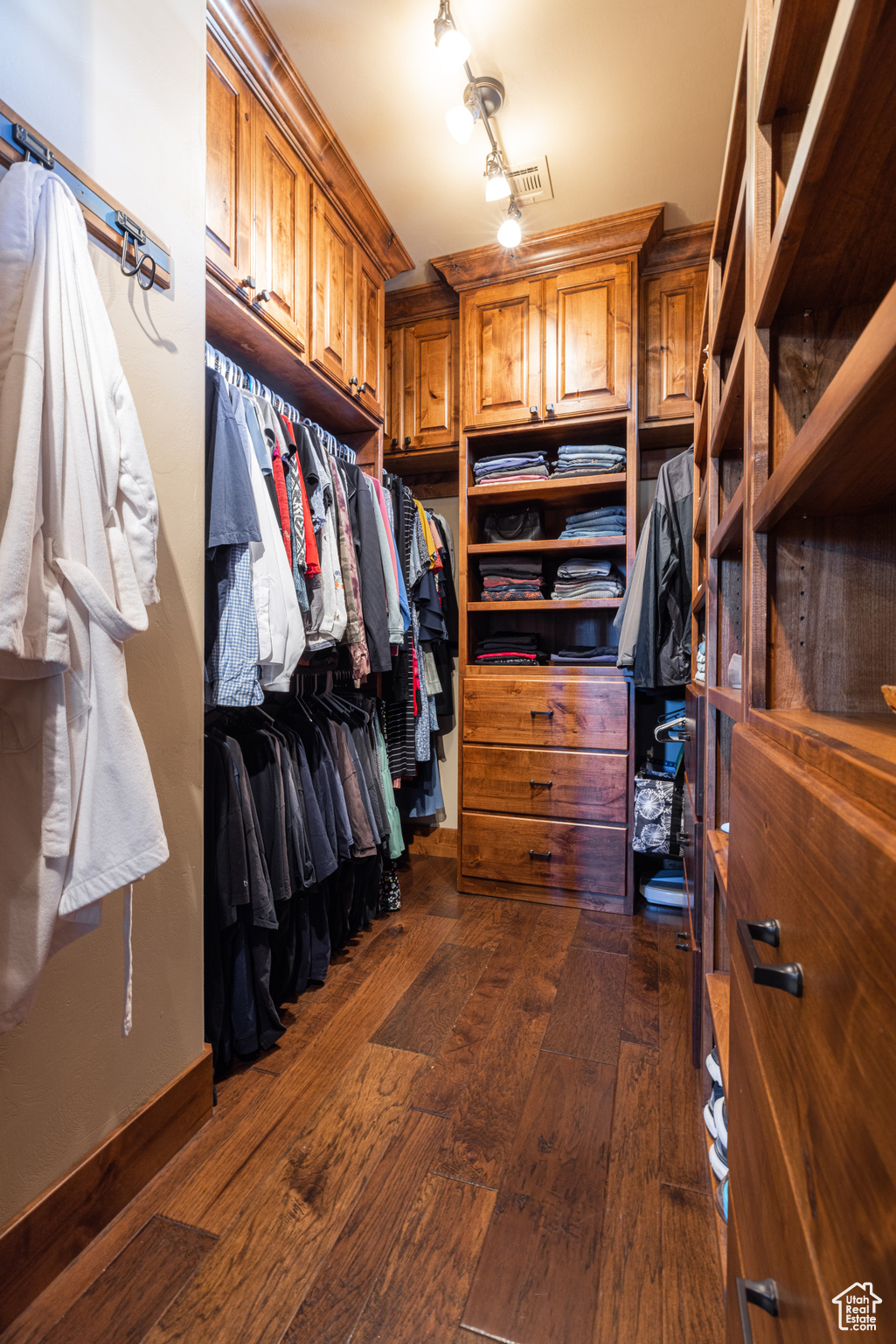 Principle suite Spacious closet with dark hardwood / wood-style floors