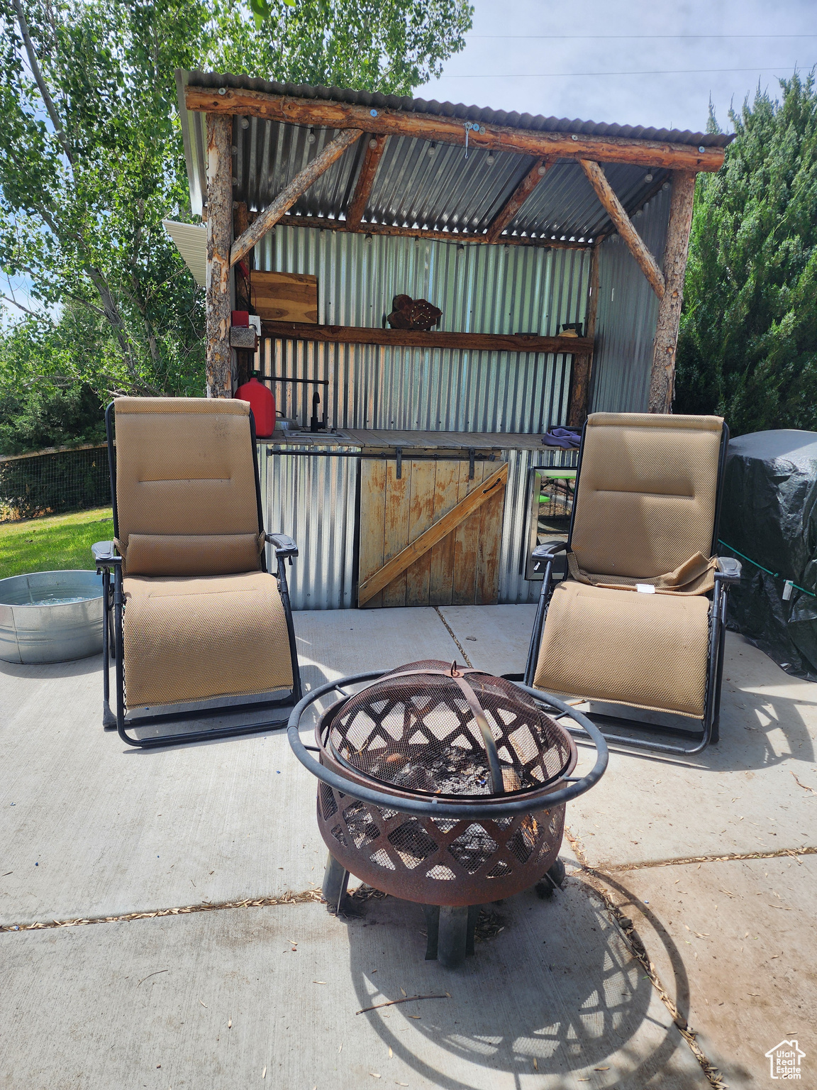 Tiki bar with mini-fridge