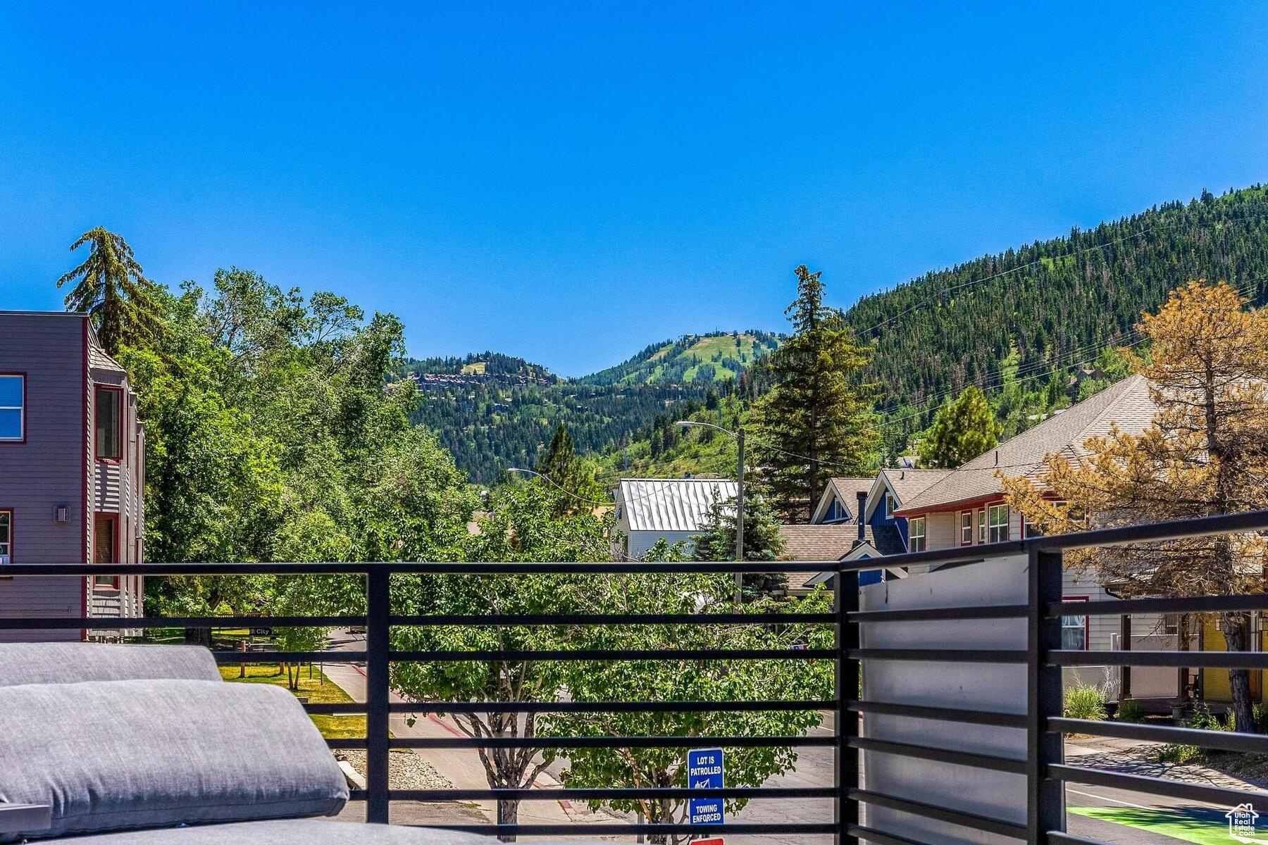 Balcony with a mountain view