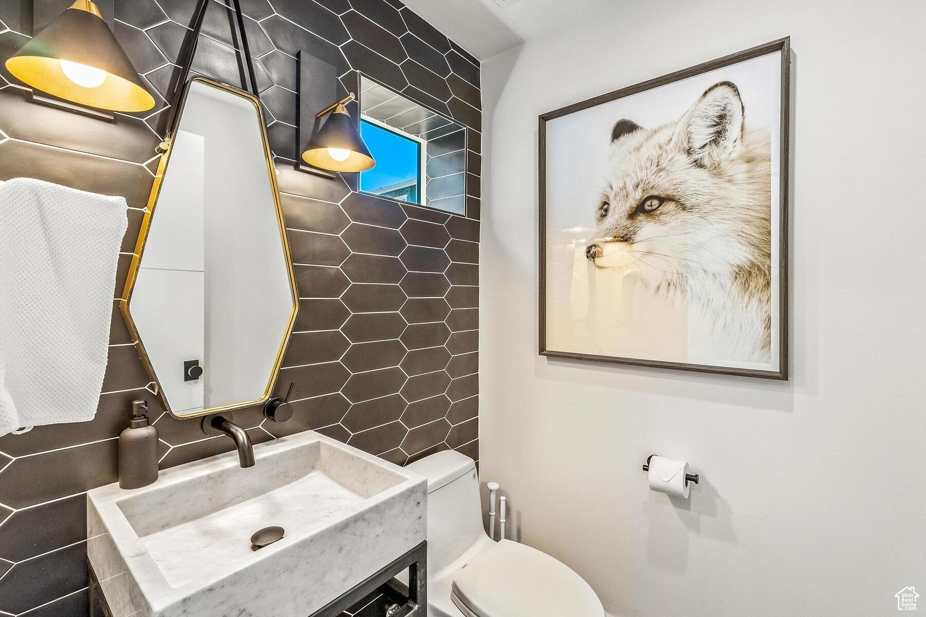 Bathroom featuring vanity and toilet