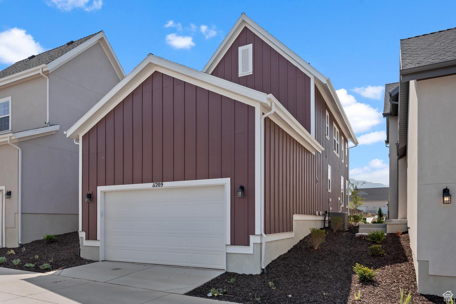 Exterior space featuring a garage