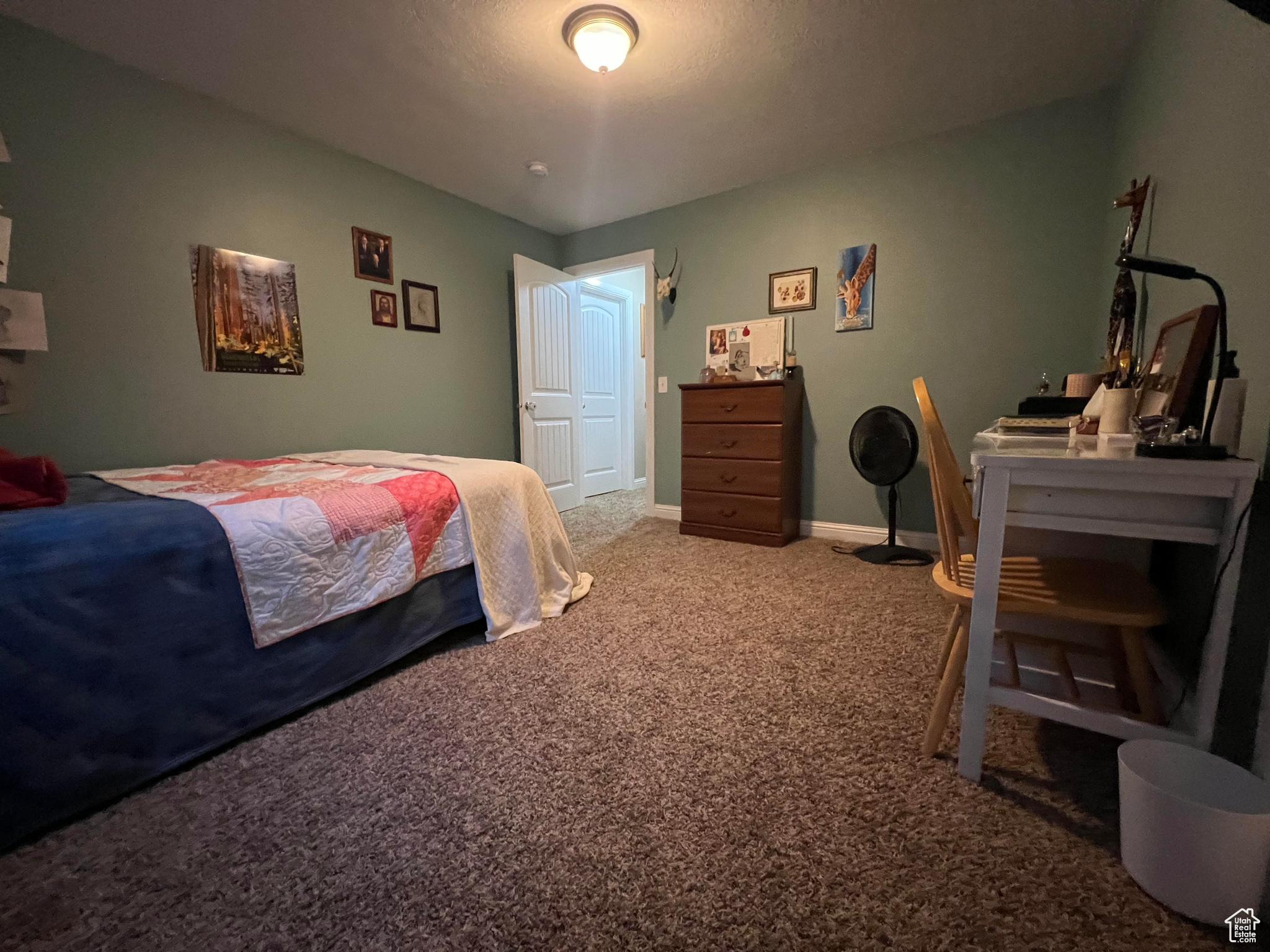 Bedroom with carpet floors