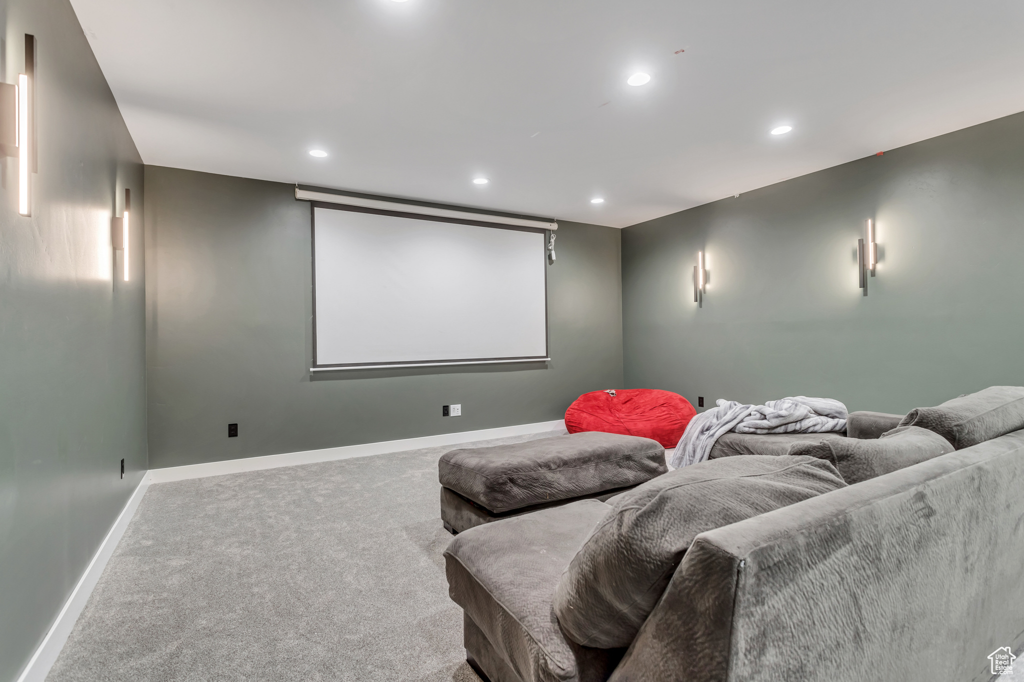 View of  large, carpeted theater room