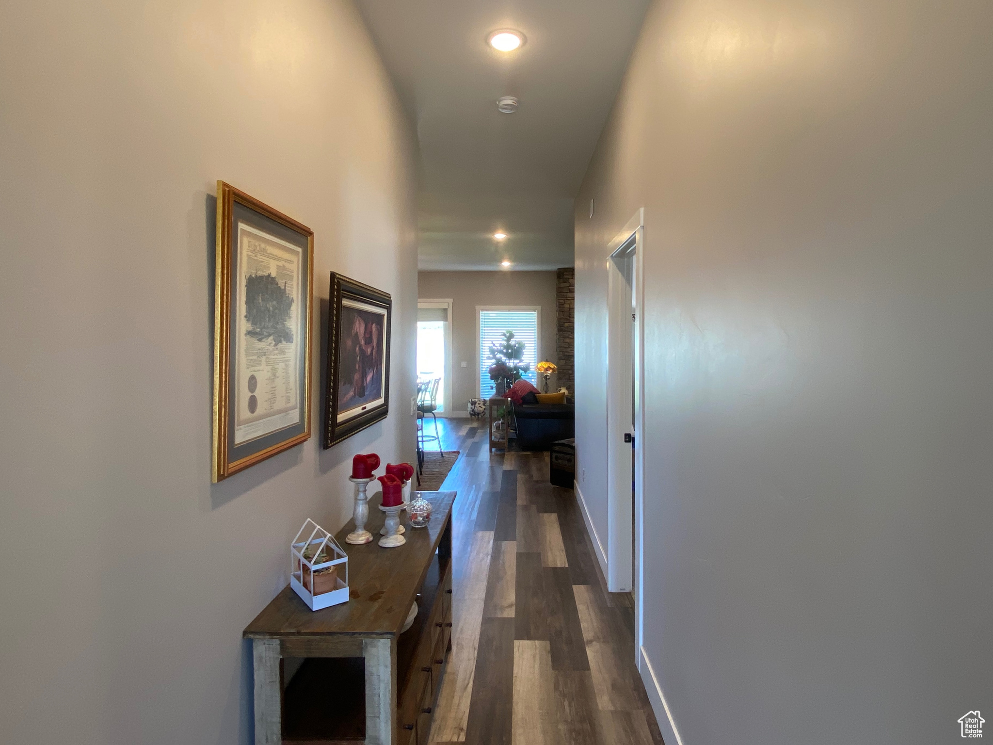 Hall featuring dark hardwood / wood-style flooring