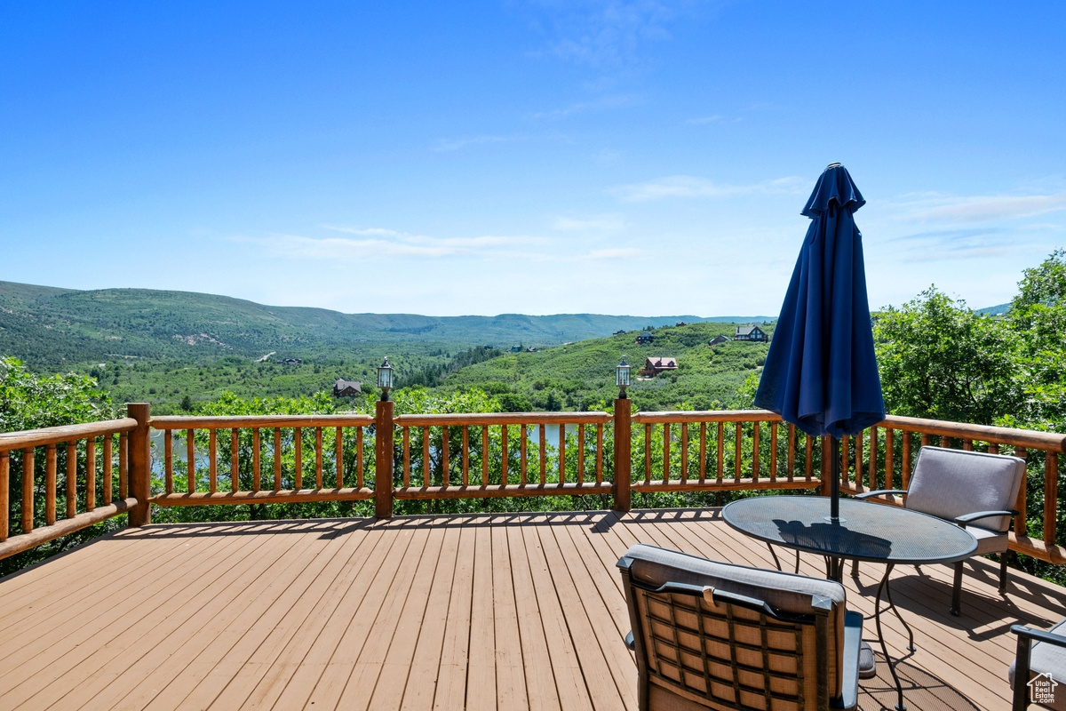 Extra large deck overlooking Clyde Lake.