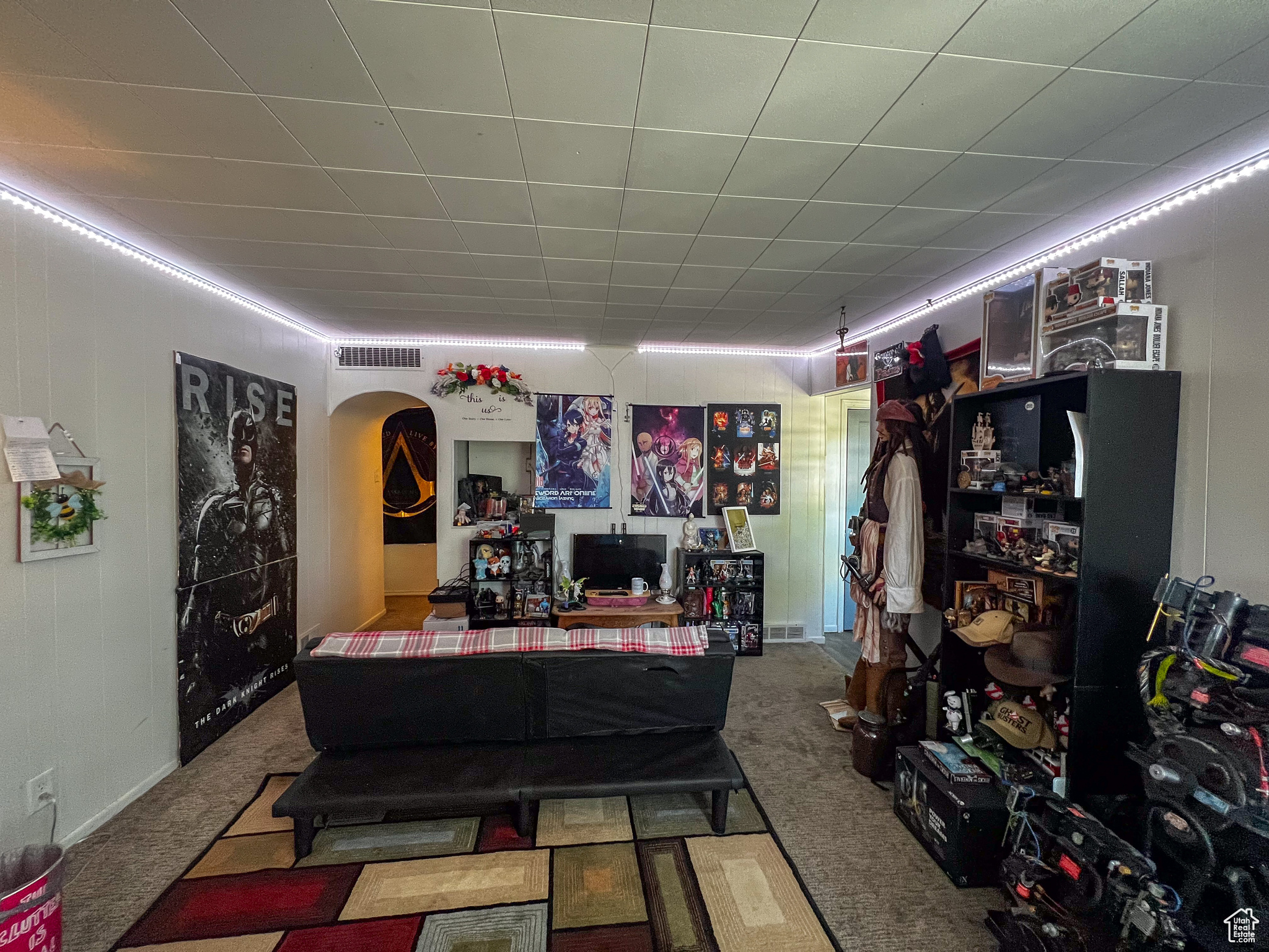 Living room featuring carpet floors