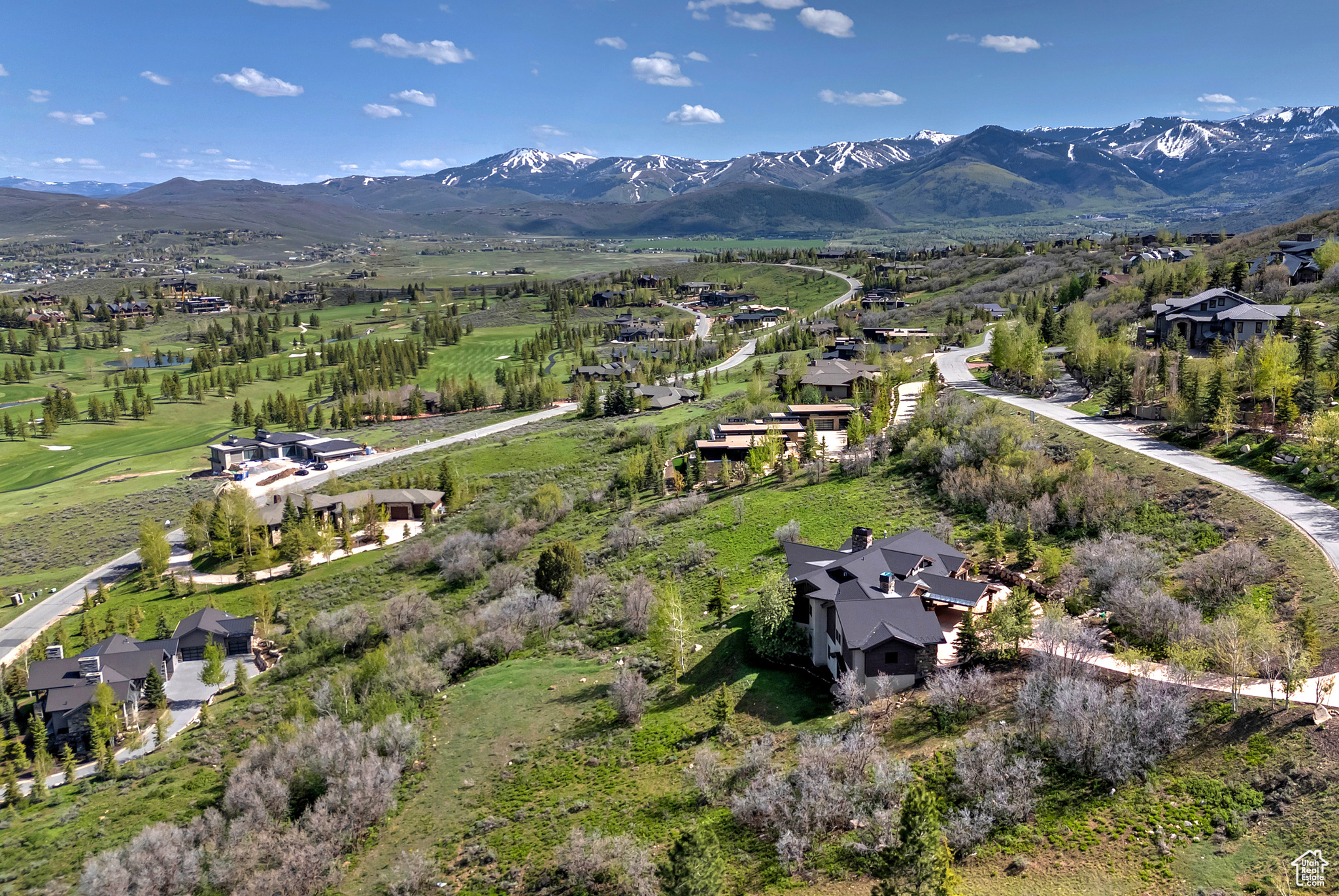 Bird's Eye View Featuring the Ski Mountains, Golf Course and Valley Beyond