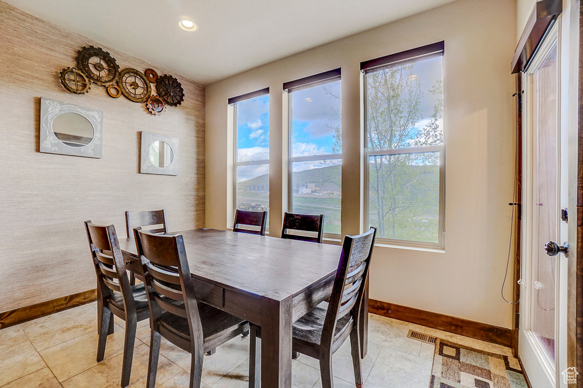 View of tiled dining space