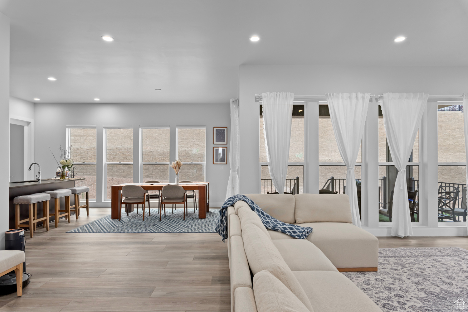 Living room featuring light wood-type flooring