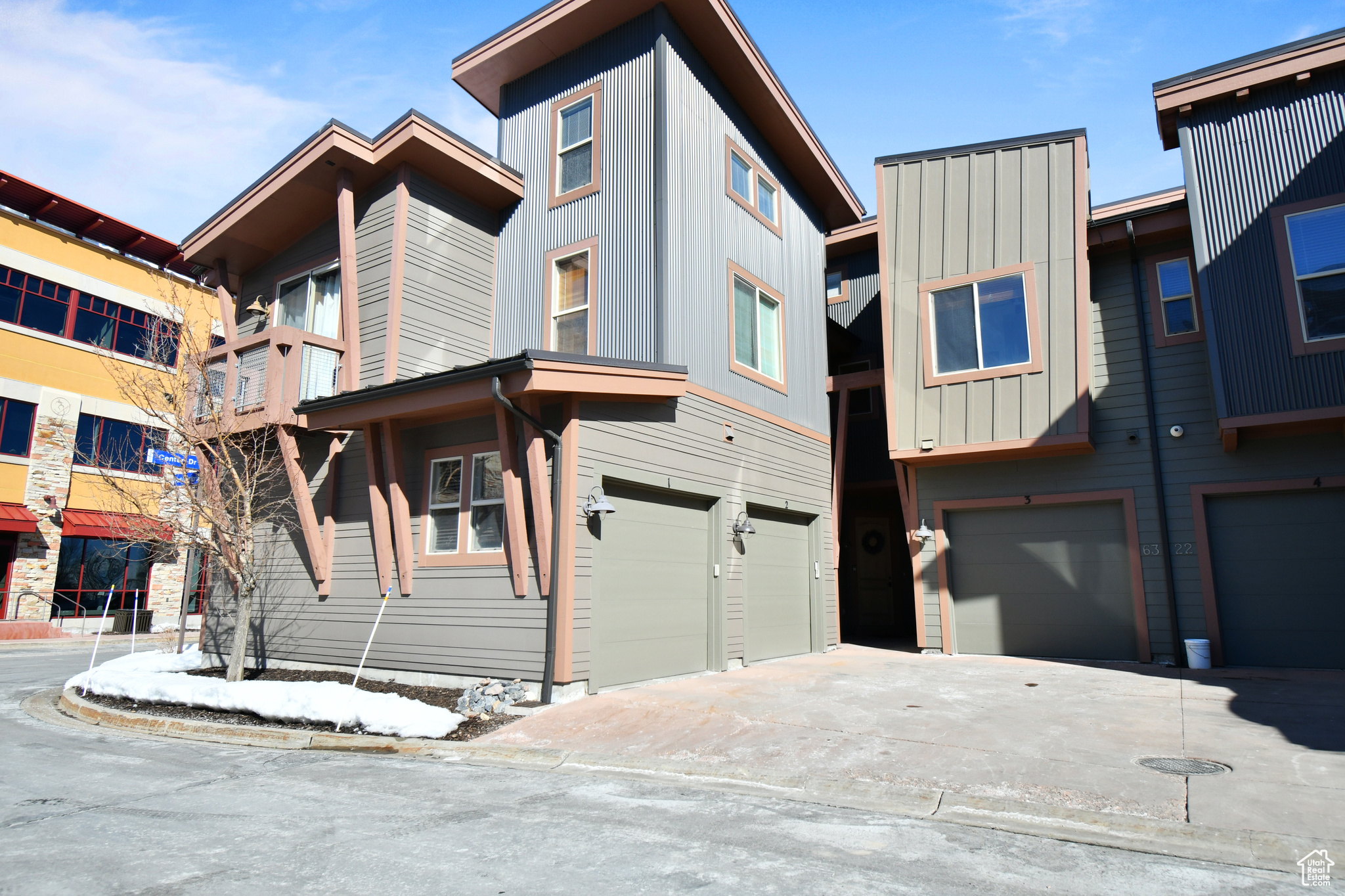 View of front of property with a garage