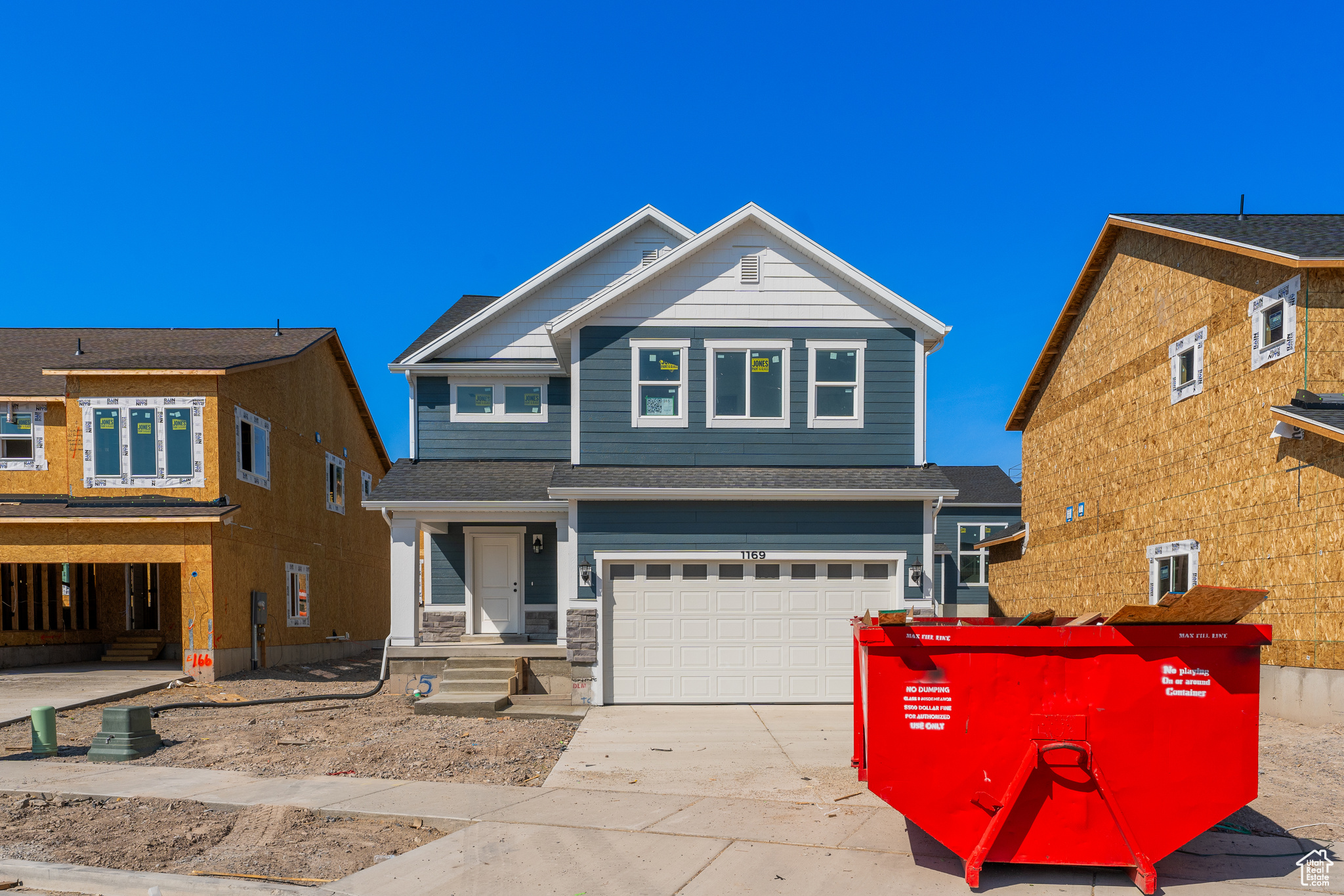 View of front of home with a garage