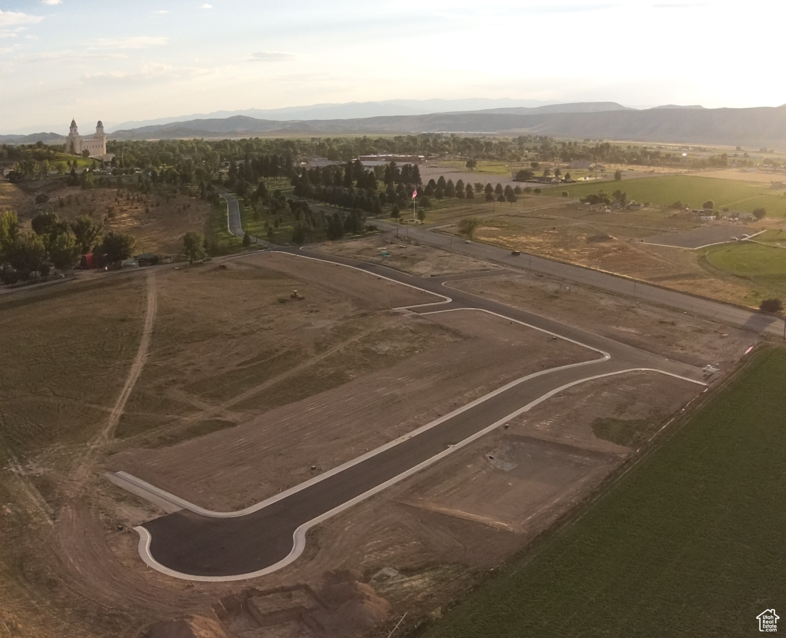 Aerial view with a rural view and a mountain view