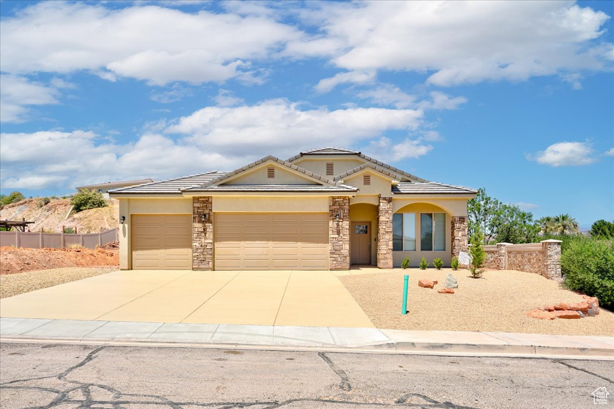 View of front of house with a garage