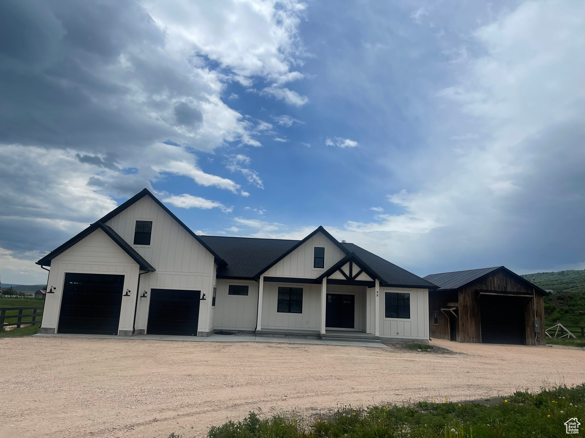 View of modern inspired farmhouse