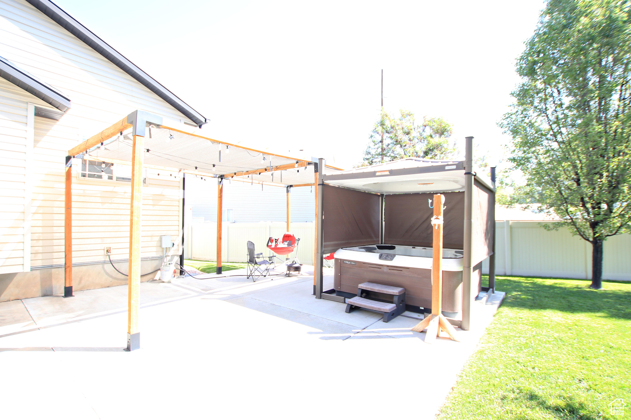 Back patio and hot tub